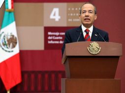 El Presidente Calderón repasa algunas de las acciones de su adminisración en un discurso desde el Palacio Nacional. NTX  /