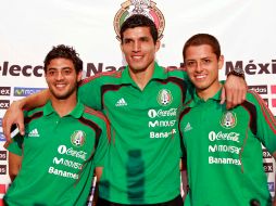 Maza Rodríguez, Carlos Vela y Chicharito Hernández a su llegada a Guadalajara. EL INFORMADOR  EDMUNDO PACHECO  /