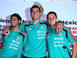 Carlos Vela, Francisco Rodríguez y Javier Hernández ofrecieron una conferencia de prensa. MEXSPORT  /