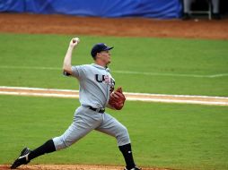 El picher Stephen Strasburg de Estados Unidos durante el encuentro de beisbol de los Juegos Olimpicos 2008 en Beijing. MEXSPORT  /