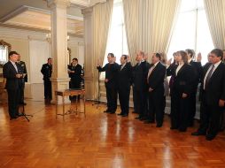 Ante el presidente de Colombia, Juan Manuel Santos Calderón, tomaron posesión nueve magistrados del Consejo Nacional Electoral. EFE  /