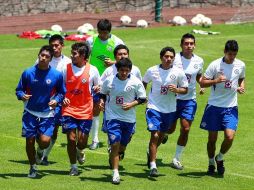 Los jugadores del Cruz Azul durante una sesión de entrenamientos. MEXSPORT  /