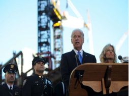 El vicepresidente Joe Biden pronuncia unas palabras durante una ceremonia conmemorativa del noveno aniversario de los atentados. EFE  /