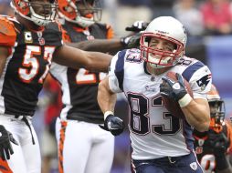 Wes Welker de los Patriotas, en el momento de una anotación para su equipo. AP  /