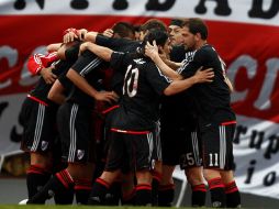 El conjunto del River Plate festeja el triunfo. AP  /