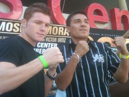 Saúl 'Canelo' Álvarez y Carlos BAldomir presentarón su combate del próximo sábado. G.LÓPEZ  /