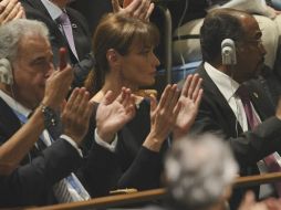 La primera dama francesa, Carla Bruni-Sarkozy, en la jornada inaugural de la Asamblea General de la ONU. AFP  /