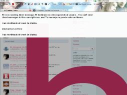 Visualización del error cuando se utiliza Twitter desde el sitio web. ESPECIAL  /