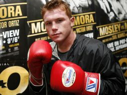 El boxeador mexicano Saúl 'Canelo' Álvarez en el entrenamiento. M.FREYRIA  /