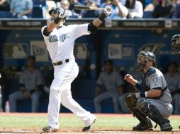 Foto de acción de José Bautista en el partido ante los Marineros de Seattle. REUTERS  /