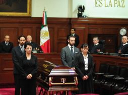Los ministros de la SCJN, montaron una Guardia de Honor durante el homenaje de cuerpo presente al ministro José de Jesús Gudiño. NTX  /