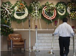 El auditorio municipal de Doctor González, Nuevo León, es preparado para el funeral del alcalde Prisciliano Rodríguez. NTX  /