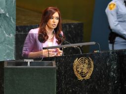 Cristina Fernández habla en la Asamblea General de Naciones Unidas, en Nueva York. AFP  /