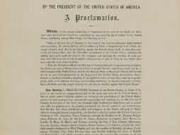 Copia de la proclamación de emancipación de EU firmada por el presidente Abraham Lincoln. AP  /