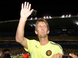 El portero holandés Edwin van der Sar en su visita a Guadalajara. MEXSPORT  /