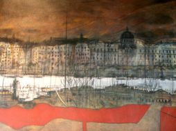 Pieza de Enrique Magaña que se exhibe en el restaurante Tinto & Blanco. J. VENTURA  /