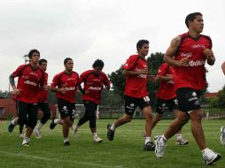 Los jugadores del Atlas durante una sesión de entrenamientos. MEXSPORT  /
