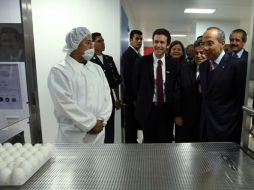 El presidente Felipe Calderón inauguró la Planta de Antígenos Vacunales de Sanofi Pasteur, que hará la vacuna contra la influenza. NTX  /
