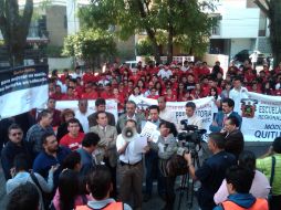 Aspecto de la manifestación de esta   mañana por estudiantes de la   Preparatoria regional de Jocotepec de la   UdeG. R. ZAPATA  /