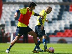 Los jugadores del Ámerica se entrenan para poder vencer a su próximos rivales de las Chivas. MEXSPORT  /