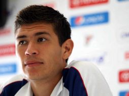 El mediocampista Jorge Enríquez en rueda de prensa. MEXSPORT  /