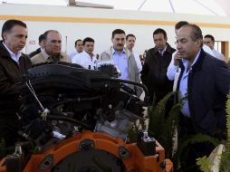 El presidente Felipe Calderón, asistió a la inauguración de la filial mexicana de Chrysler en Saltillo, Coahuila. EFE  /