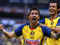 Vicente Sánchez celebra su gol anotado ante Estudiantes. MEXSPORT  /