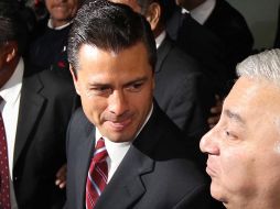 El gobernador del Estado de México, Enrique Peña Nieto, junto al diputado Emilio Chuayffet Chemor, en San Lázaro. NTX  /