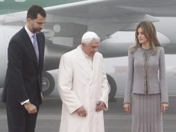 El Papa Bendicto XVI arriba a Santiago de Compostela.EFE  /