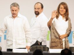 El gobernador Emilio González Márquez, Emilio Álvarez Icaza y Margarita Zavala inauguraron el Foro Migración y Desarrollo. A CAMACHO  /