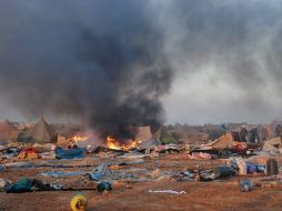 Las Fuerzas de Seguridad de Marruecos desmantelaron un campamento saharaui, el pasado 8 de noviembre. EFE  /