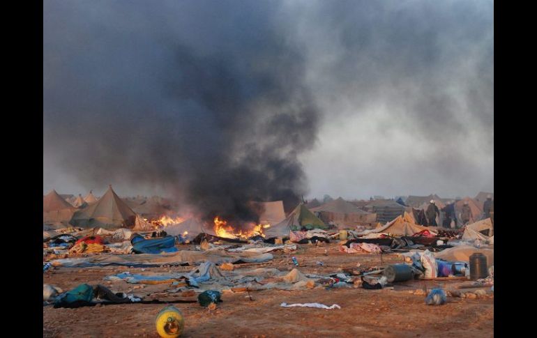 Las Fuerzas de Seguridad de Marruecos desmantelaron un campamento saharaui, el pasado 8 de noviembre. EFE  /
