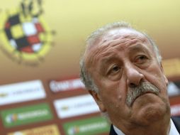 Vicente del Bosque, durante la rueda de prensa que ofreció hoy para anunciar los jugadores convocados. EFE  /