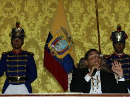 Rafael Correa habla de la renegociación de los contratos petroleros. ARCHIVO  /