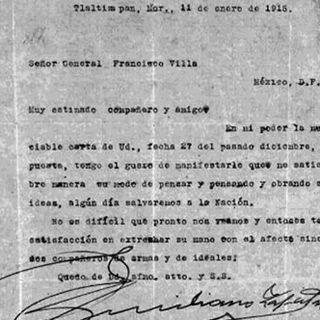 Publican importante carta que Francisco Villa envió a Emiliano Zapata