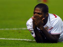 Reacción de Christian Ndri Romaric del Sevilla al ver a su equipo derrotado. AFP  /
