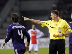 Sergio Ramos en el momento de su expulsión del partido frente al Ajax en la Champions League. REUTERS  /