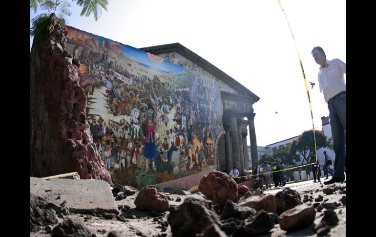 El mural sorprendió a chicos y grandes en la ciudad el pasado martes. E.PACHECO  /