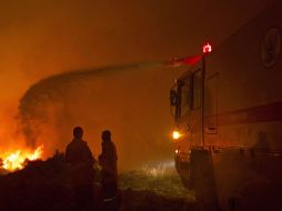 Bomberos israelíes luchan contra las llamas, el departamento se declaró impotente ante la magnitud del siniestro. AFP  /