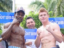 El “Orgullo de Jalisco” y su rival en turno lucieron físicos impresionantes durante la ceremonia de pesaje. ESPECIAL  /