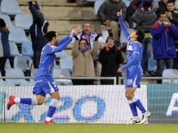 Pedro Rios festejando su segunda anotación del partido. REUTERS  /