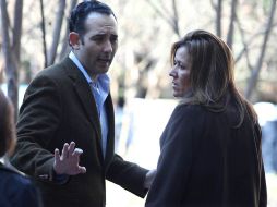 Roberto Gil Zuarth y la primera dama, Margarita Zavala, durante la reunión para elegir a los integrantes del CEN panista. EL UNIVERSAL  /