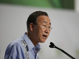 El secretario general de la ONU, Ban Ki-moon, habla en la inauguración del tramo negociador definitivo de la COP16. EFE  /