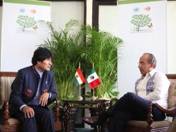 El Presidente Felipe Calderón recibió a su par boliviano Evo Morales, en el marco de la cumbre de COP16. NTX  /