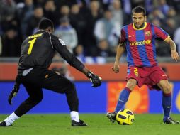 Dani Alves durante el partido del Barcelona frente al Espanyol. AFP  /