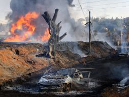 Los estallidos de ductos de Pemex en San Martín Texmelucan, Puebla, provocaron incendios seriados. EFE  /