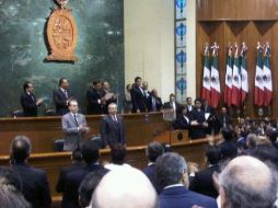 Imagen de la ceremonia de toma de protesta publicada por el usuario @GustavoRenteria en Twitter. ESPECIAL  /