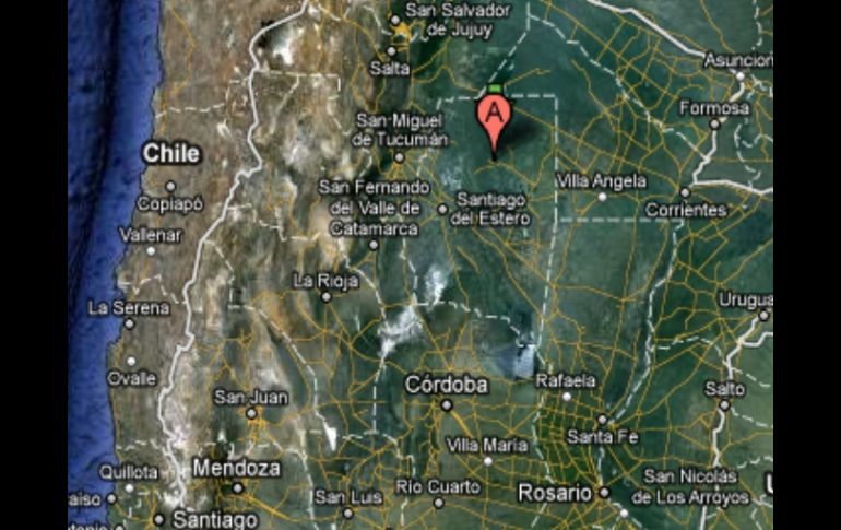 Ubicación del epicentro del sismo del 1 de enero en Argentina. ESPECIAL  /