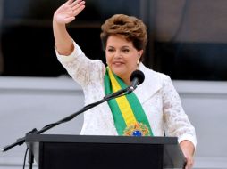 La mandataria brasileña, Dilma Rousseff, durante la toma de protesta. AFP  /