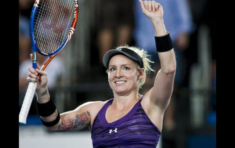 Reacción de la estadounidense Bethanie Mattek-Sands tras conseguir su boleto a la final para el torneo. EFE  /